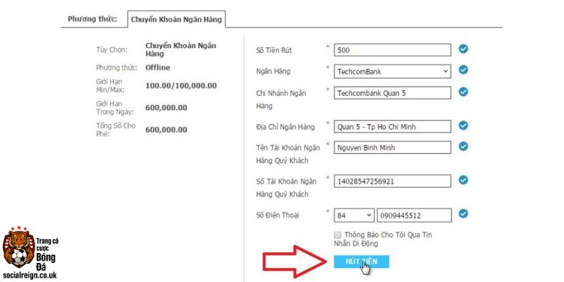 cách rút tiền cá cược bóng đá